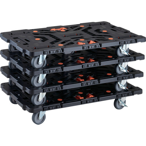 TRUSCO Bulk Purchase Interlocking Plastic Platform Cart Beetle 900X600 5 Swivel Wheels 2 Inside Wheels with Stoppers and Brazed Stoppers Set of 4 BT900J5S2-E100T-M4 1 S