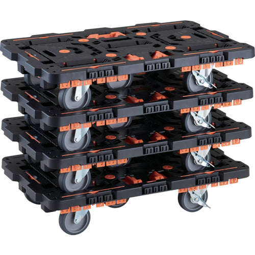 TRUSCO Bulk Purchase Interlocking Plastic Platform Cart Beetle 700X450 5 Swivel Wheels 2 Inside Wheels with Stoppers Spill Prevention Set with Stopper Brazing 4 Units Set BT700KJ5S2-E100T-M4 1 S