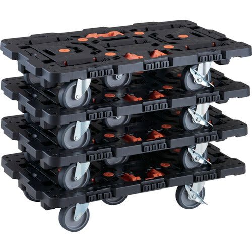 TRUSCO Bulk Purchase, Interlocking Resin Platform Cart, Beetle, 700 x 450, 5 Swivel Wheels, 2 Inside Wheels with Stoppers, Brazed Stoppers, Set of 4, BT700J5S2-E100T-M4, 1 S