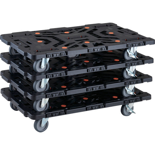 TRUSCCO 정리 구입 연결식 수지제 평대차 비틀 900X600 자재 5륜 내 2륜 스토퍼 부착 4대 세트 BT900J5S2-E100-M4 1 S