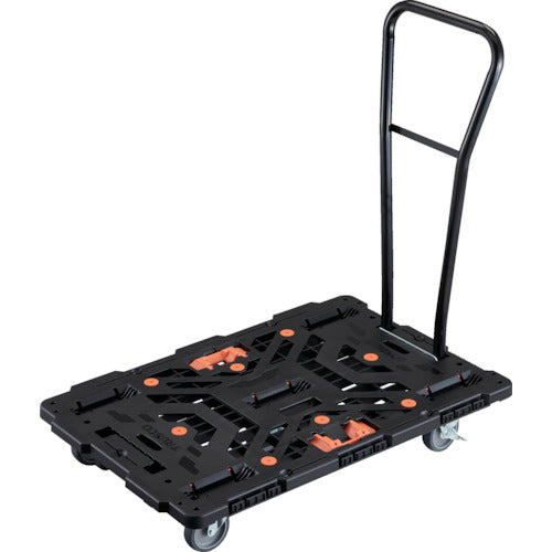 TRUSCO Articulated Plastic Platform Cart Beetle 900X600 5 Swivel Wheels 2 Wheels with Stoppers Removable Handle Brazed BT900J5S2H-E100T 1 Unit
