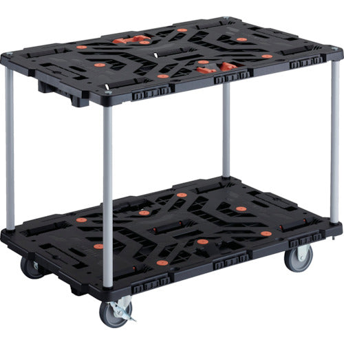 TRUSCO Interlocking Resin 2-Tier Cart Beetle 900X600 3 Swivel Wheels 2 Inside Wheels with Stoppers Brazed Stoppers No Handle BT920J3S2-E100T 1 Unit