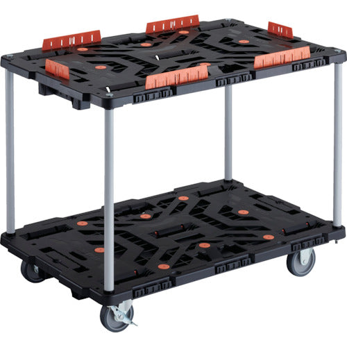 TRUSCCO 연결식 수지제 2단 대차 비틀 900X600 자재 3륜 내 2륜 스토퍼 부착 코볼레 고정 세트 부착 핸들 없음 BT920KJ3S2-E100 1대