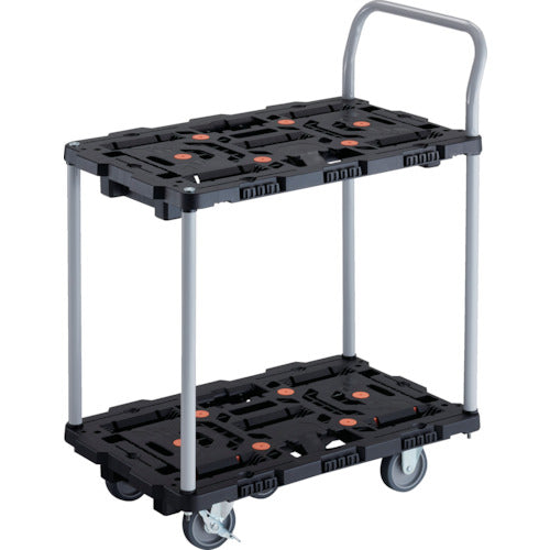 TRUSCO Interlocking Resin 2-Tier Cart Beetle 700X450 3 Swivel Wheels 2 Inside Wheels with Stoppers and Handle BT724J3S2-E100 1 Unit