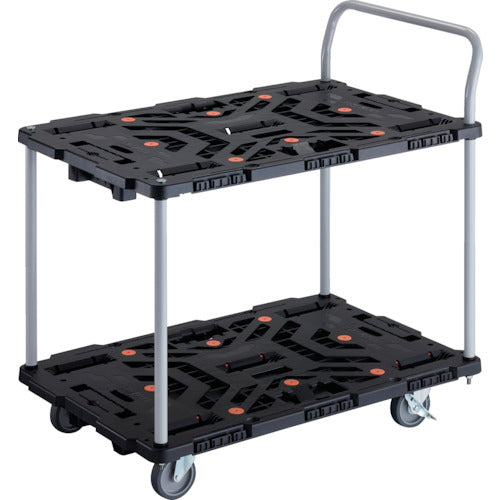 TRUSCO Interlocking Resin 2-Tier Cart Beetle 900X600 5 Swivel Wheels 2 Inside Wheels with Stoppers and Handle BT924J5S2-E100 1 Unit