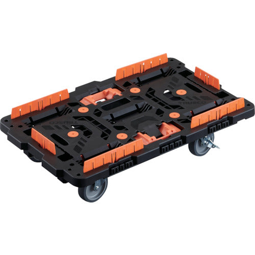 TRUSCO Interlocking Resin Platform Truck Beetle 700X450 5 Swivel Wheels 2 Wheels with Stoppers Spill Prevention Set with Brazing Stopper BT700KJ5S2-E100T 1 Unit