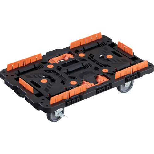 TRUSCO Interlocking Resin Platform Truck Beetle 700X450 3 Swivel Wheels 2 Inside Wheels with Stoppers Spill Prevention Set with Brazing Stopper BT700KJ3S2-E100T 1 Unit