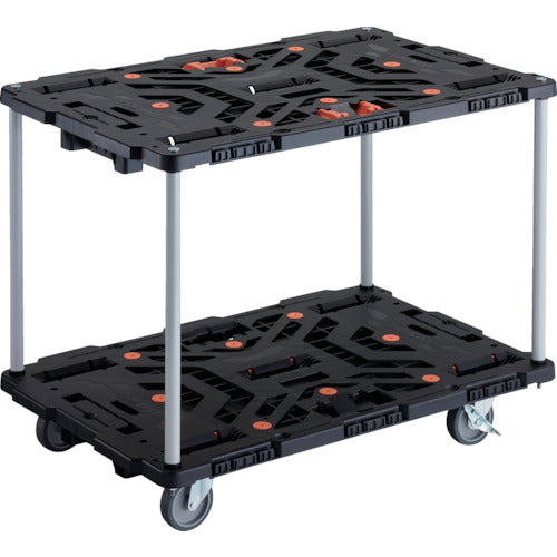 TRUSCO Interlocking Resin 2-Tier Cart Beetle 900X600 5 Swivel Wheels 2 Inside Wheels with Stoppers Brazed Stoppers No Handle BT920J5S2-E100T 1 Unit
