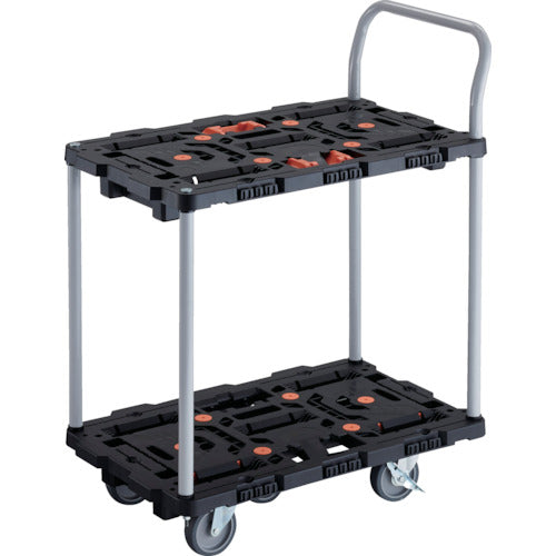 TRUSCO Interlocking Resin 2-Tier Cart Beetle 700X450 5 Swivel Wheels 2 Inside Wheels with Stoppers Tometaro Handle BT724J5S2-E100T 1 Unit