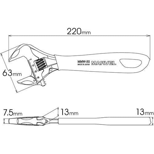 MARVEL ガタ無しモンキレンチ MMW-32 1 丁