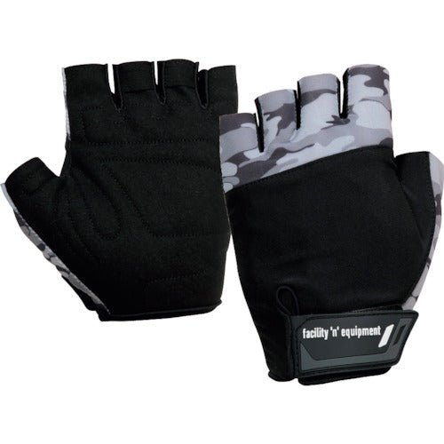 Otafuku Heavy Duty Fingerless Microfiber Gloves Black x Camouflage M K-83-BK/ME-M 1 Pair