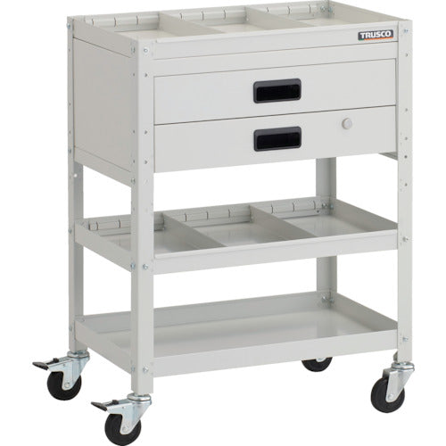 TRUSCO Tool Wagon Rabbit Wagon 600 x 400 x H810 2-drawer with 2-tier dividers Rubber wheels White RBW-863S2X-W 1 unit