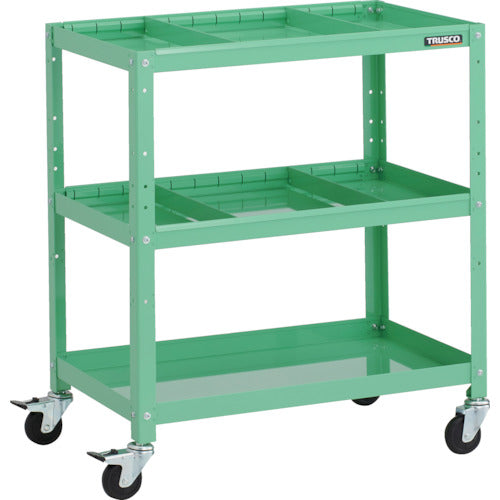 TRUSCO Tool Wagon Rabbit Wagon 700 x 450 x H810 with 2-tiered dividers, rubber wheels, Young Green RBW-873S2-YG 1 unit
