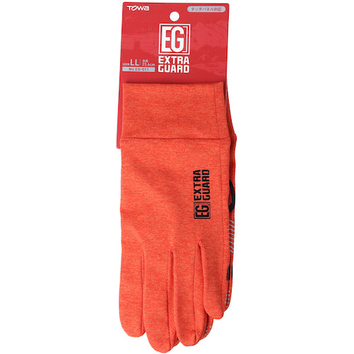 トワロン すべり止め手袋 EXTRAGUARD EG−011 RUNNING メランジレッド LL EG-011-LL 1 双