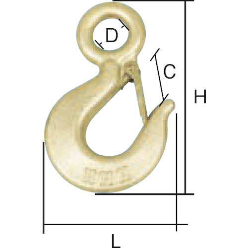 HHH Eye hook with latch 2t EL2 1 piece