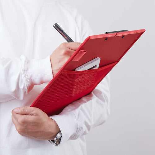 KING JIM 올인 클립보드 A4 빨강 단변 철지 수납 약 30장