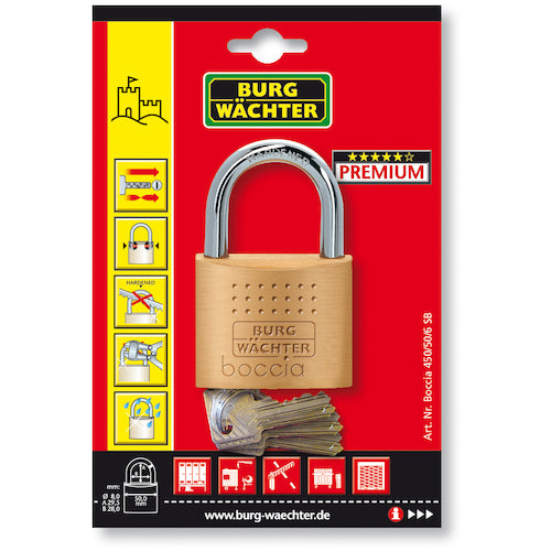 Burg Waechter Cylinder Padlock Bossia 450/50/6SB Dimple Key 6 Pieces 33721 1 Piece