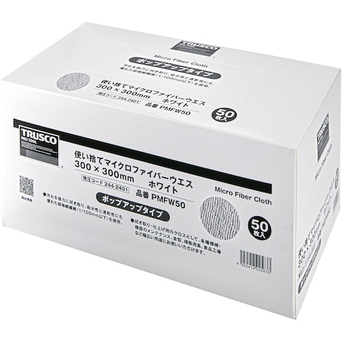 TRUSCO 일회용 마이크로 화이버 웨스 300 × 300mm 화이트 PMFW50 1 상자