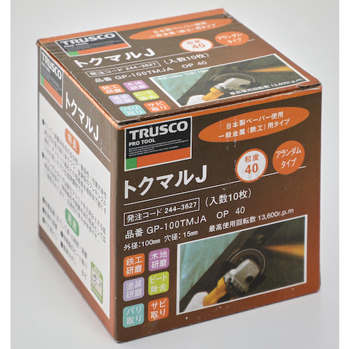 TRUSCO Tokumaru J Alundum Φ100 (10 sheets) 40# GP-100TMJA 1 box