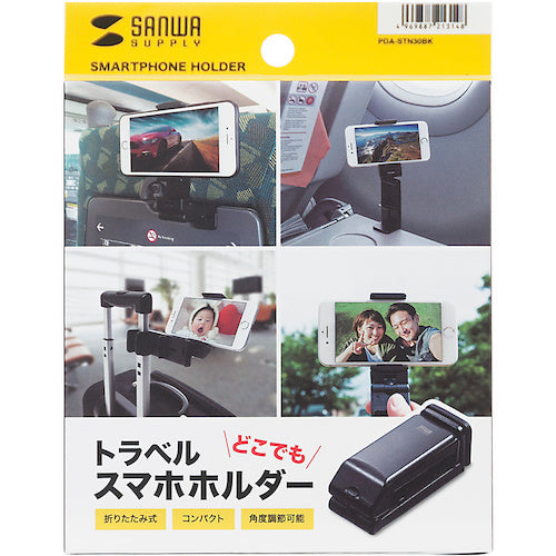 SANWA 여행 스마트폰 홀더 PDA-STN30BK 1개