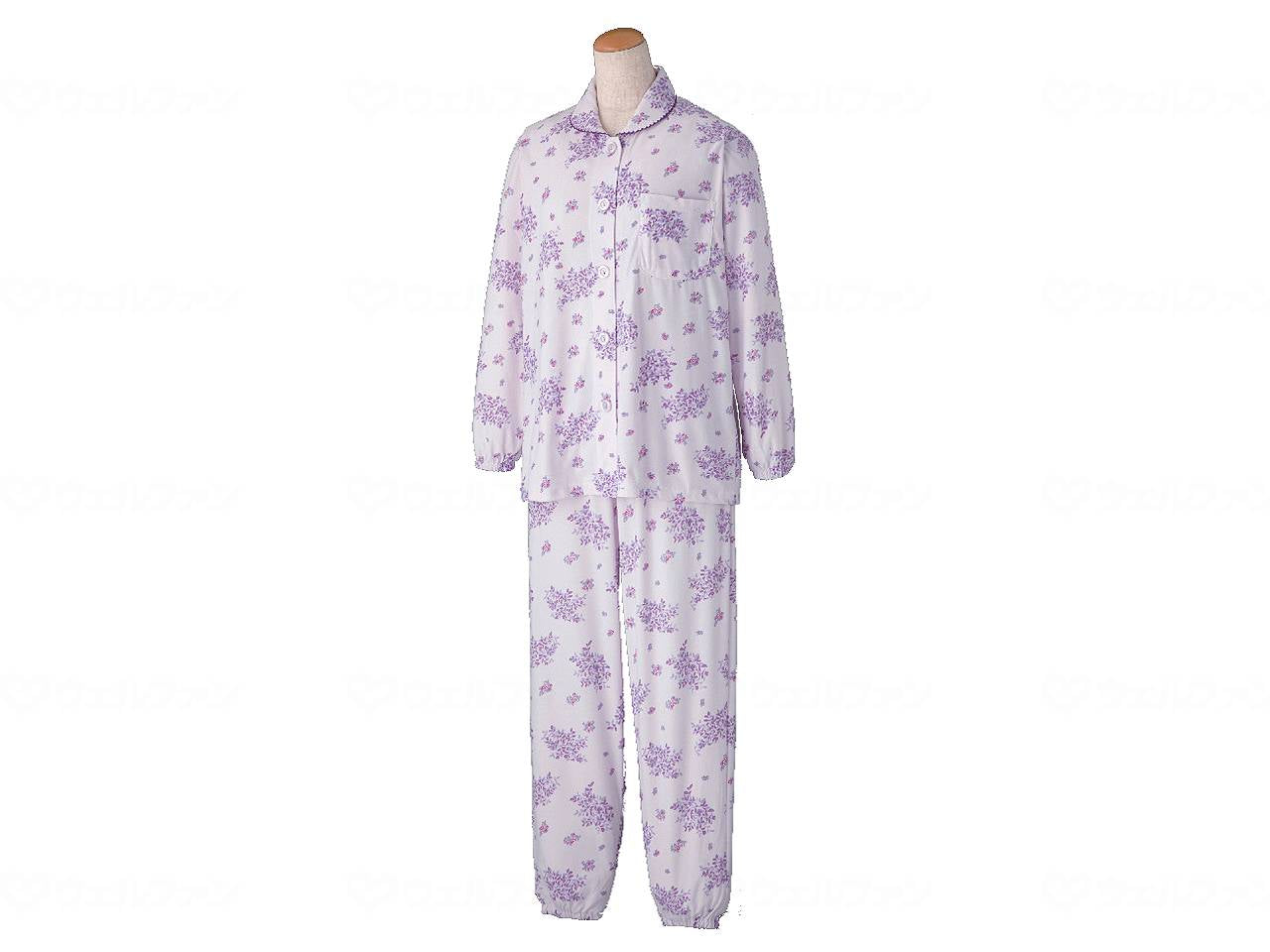 Care Fashion Women's Large Button Stretch Pajamas Purple M