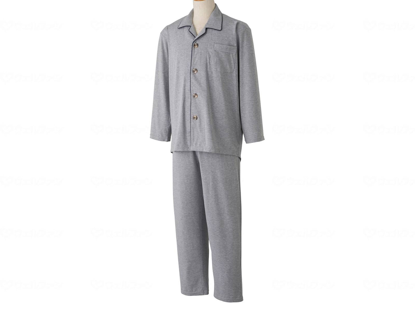 Care Fashion Large Button Stretch Pajamas Gray M