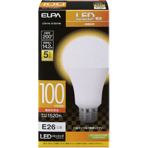 ELPA LED bulb A type wide light distribution LDA14L-G-G5106 1 piece