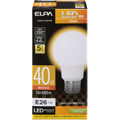 ELPA LED bulb A type wide light distribution LDA5L-G-G5102 1 piece