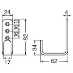 TRUSCO L型フック SUS 鏡面 82mm LU-82-SM 1 個