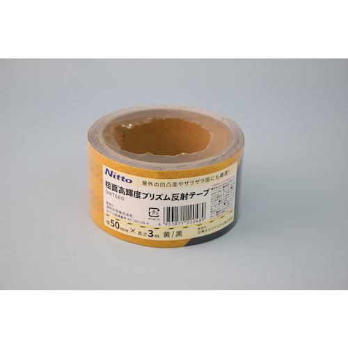 Nitto Elmate Rough Surface High Brightness Prismatic Reflective Tape DM7660 50mm x 3m Yellow/Black DM7660X50YB 1 Roll