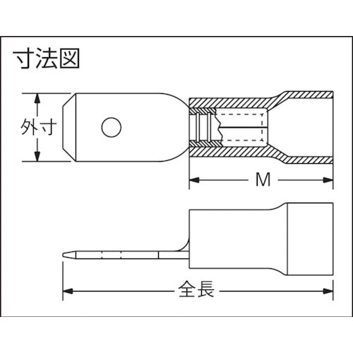 스트롱 홀드 비닐 절연 피복 부착 압착 단자 수형 전선 사이즈:AWG22~16/0.3~1.25sq 187 탭용 25개들이 EDV18-187MB-Q EDV18-187MB-Q 1봉