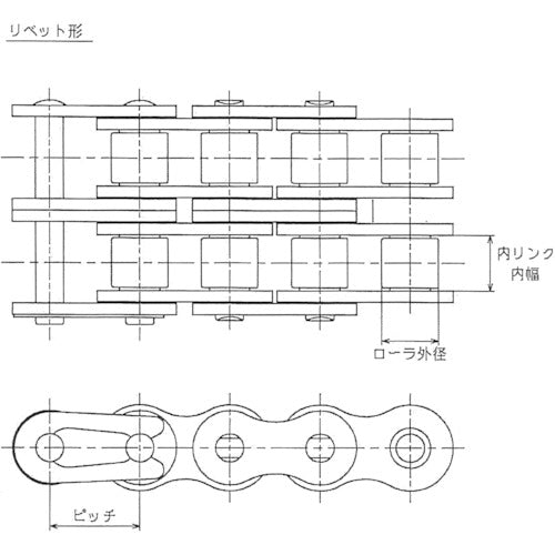 ENUMA EK60D−2列 リベット形 ローラーチェーン EK60D-2 RP 160L SPJ 1 本