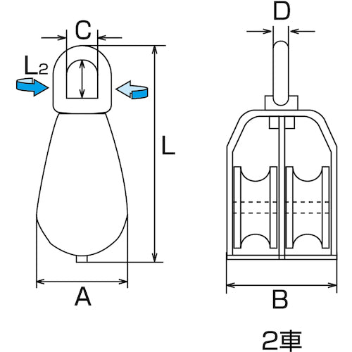 水本 滑車 ステンレス 豆ブロック2車 参考使用荷重240kgf A-1274 1 個
