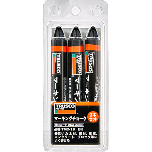 TRUSCO マーキングチョーク 黒 3本入 TMC-19-BK 1 PK