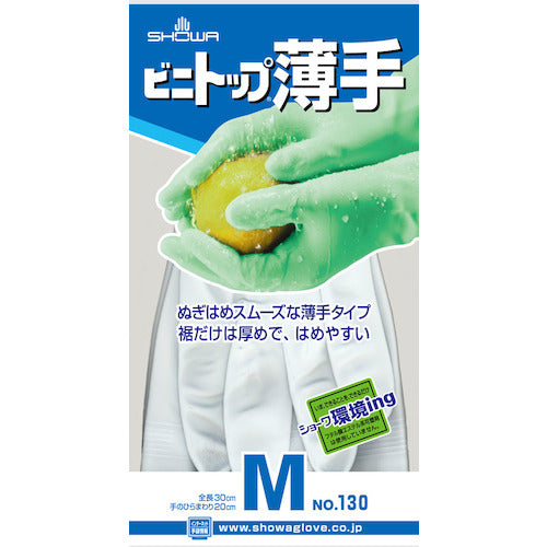 SHOWA PVC gloves No. 130 Vinitop thin white M size NO130-M 1 pair