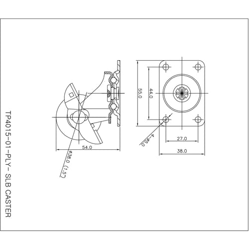 SAMSONG サムソン PP、PUキャスター 自在ストッパー付 40mm TP4015-01-PLY-SLB-D/B 1 個