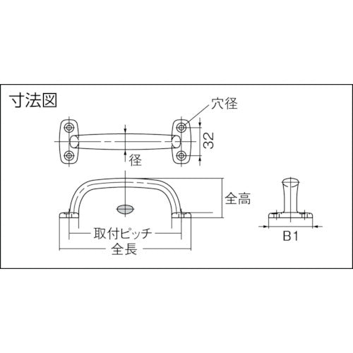 SUGATSUNE (100010136)4LC−114ステンレス鋼製ハンドル 4LC-114 1 個