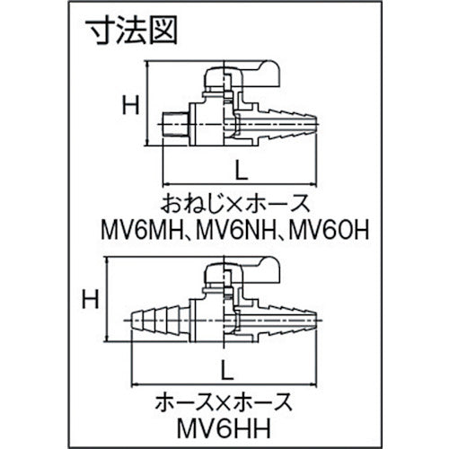 エスロン 塩ビ製ボールバルブ(ミニボール式) 呼び径:おねじ1/4×ホース MV60H 1 個