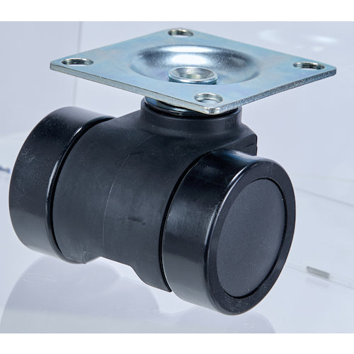TRUSCO プレート式重荷重用低床型 双輪キャスターダブルベアリング ナイロン車66mm THCN66-P 1 個