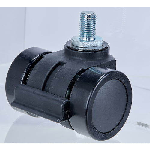 TRUSCO ねじ込み式重荷重用低床型 双輪キャスターダブルベアリング ストッパー付きナイロン車66mm THCNS66-B M20XP2.5 1 個