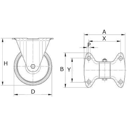 Tente Caster Plate-type Caster "ALPHA" (Urethane Wheel) φ100 Fixed Type 3478ITP100P62 CONVEX 1 pc