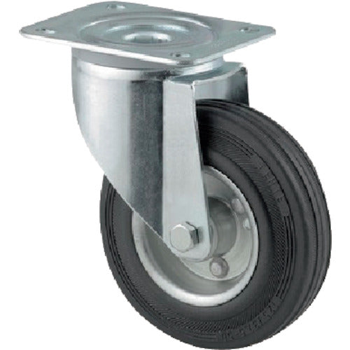 Tente Caster Plate-type Caster "ALPHA" (Rubber Wheel) φ200 Swivel 3470DVR200P63 1 pc