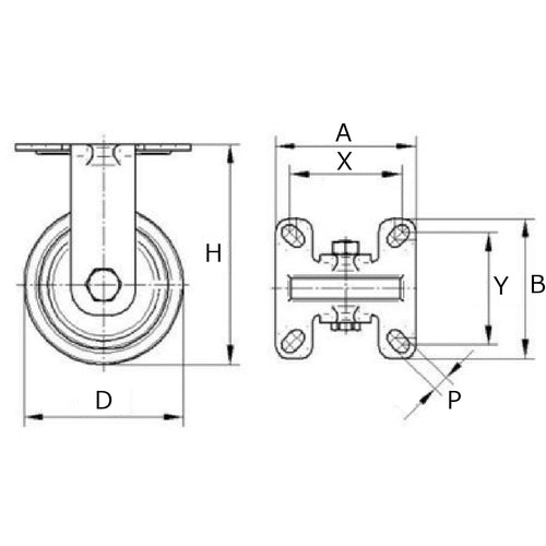 Tente Caster Plate-type Caster "AGILA" (Tire Mark-less Type) φ50 Fixed Type 2478DIK050P41 1 pc