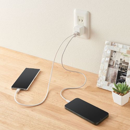 ELECOM AC Charger 2.4A Output USB-A Female 2 Ports Cube Type White MPA-ACU11WH 1 pc