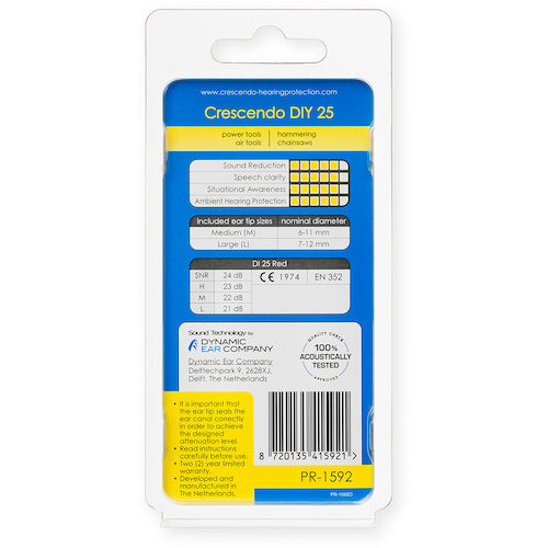 Crescendo Earplugs Noise Absorption Filter DIY NRR16dB PR-1592 1 S