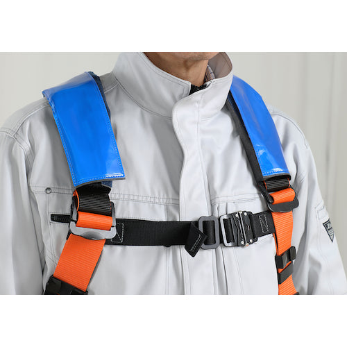 TRUSCO 肩パットの上から取り付け可能なフルハーネス用反射材 2枚入 ブルー LRBFH-B 1 組