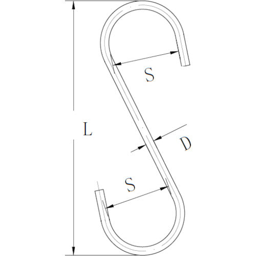 TRUSCO S-hook, steel, 200mm, black, TSTS5200BK, 1 piece