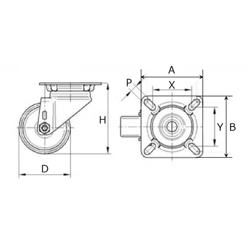 Tente Caster Plate-type Caster "AGILA" (Tire-mark-less type) φ100 Swivel 2470DIK100P50 1 piece