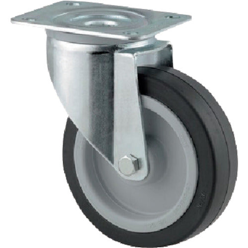 Tente Caster Plate-type Caster "ALPHA" (Rubber Wheel) φ160 Swivel 3470UER160P63 1 pc