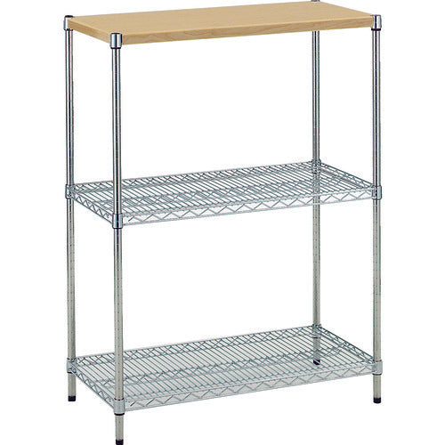 TRUSCO Steel Mesh Rack Wooden Shelf 892 x 442 MEW-34S 1 Piece